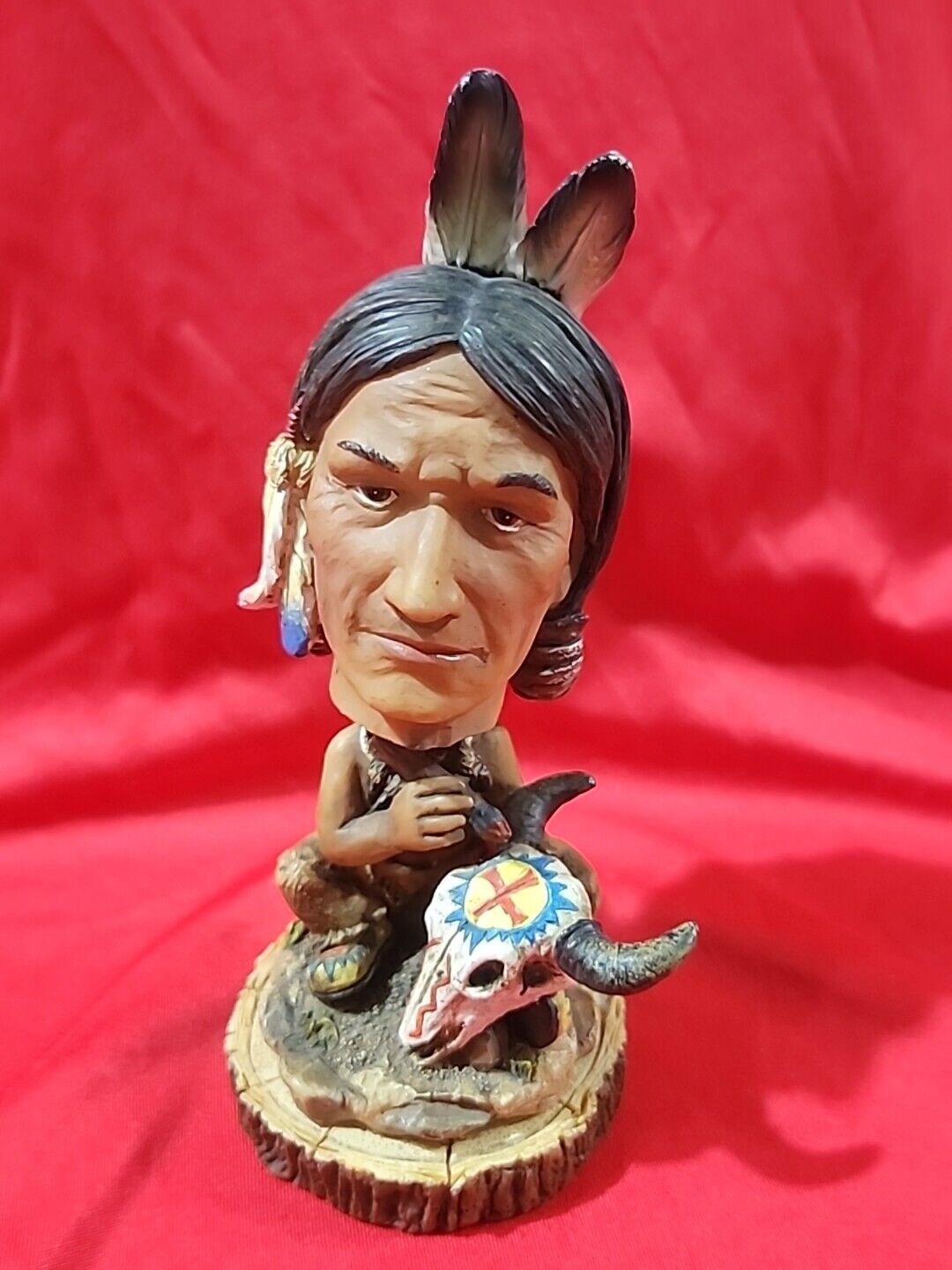 Vintage Native American  Resin Figurine Bobblehead Indian Figure