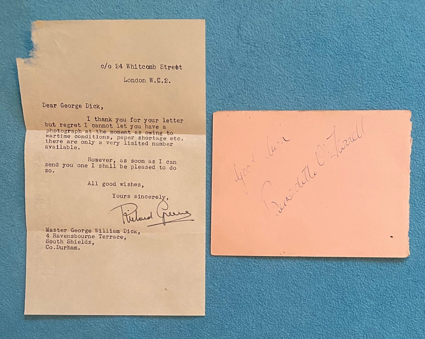 Bernadette O'Farrell and Richard Greene Signed - The Adventures of Robin Hood