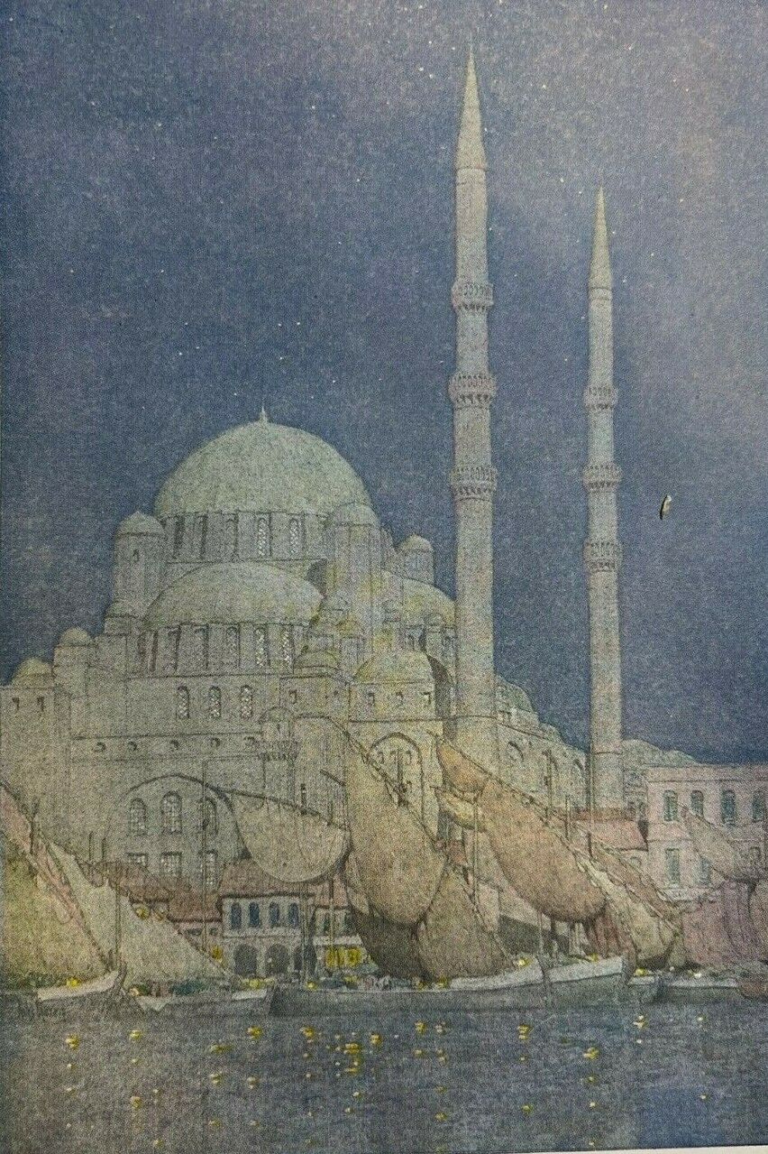 1913 Balkan Peninsula Constantinople Grand Bazaar Pigeon Mosque