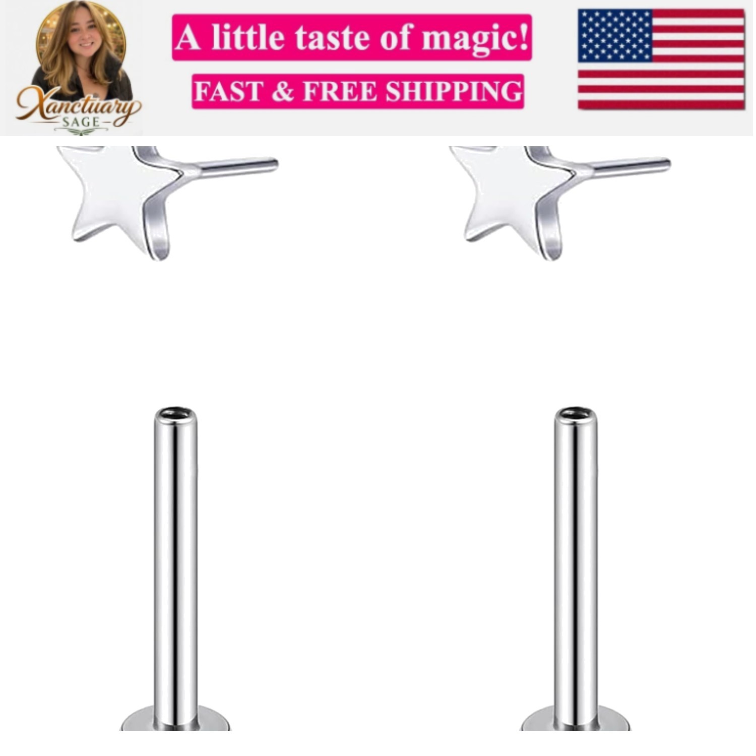 1 Pairs G23 Titanium 20G/18G/16G Press Fit Threadless Push Pop Top 4mm Flat B... 1 Pairs G23 Titanium 20G/18G/16G Press Fit Threadless Push Pop Top 4mm Flat B...