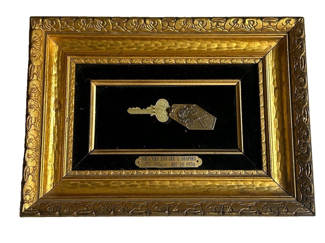 New York Plaza Hotel Framed Vintage Key & Fob Room 769 Special Guest Shapiro