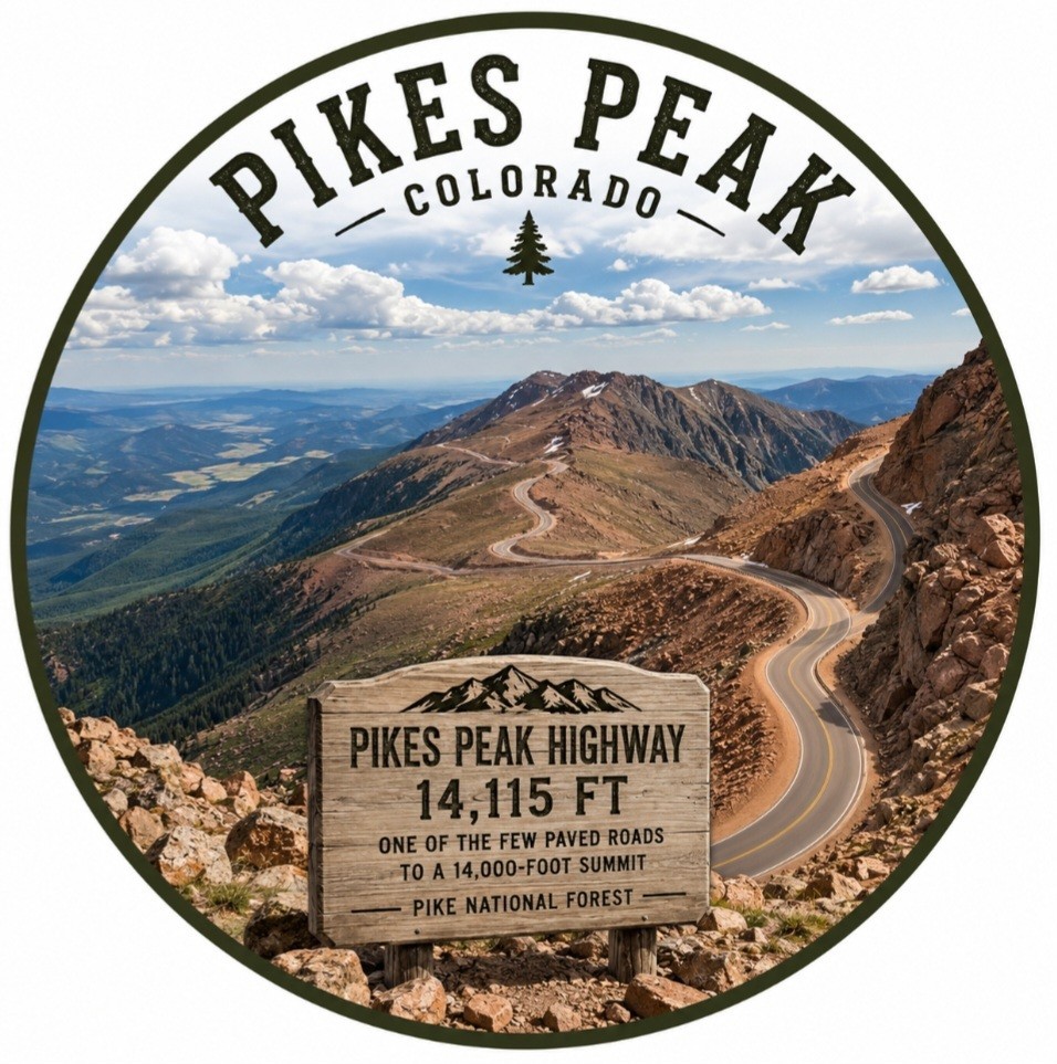 Pikes Peak Metal Sign  Ocean To Ocean Highway Sign Road Cross Country Travel USA