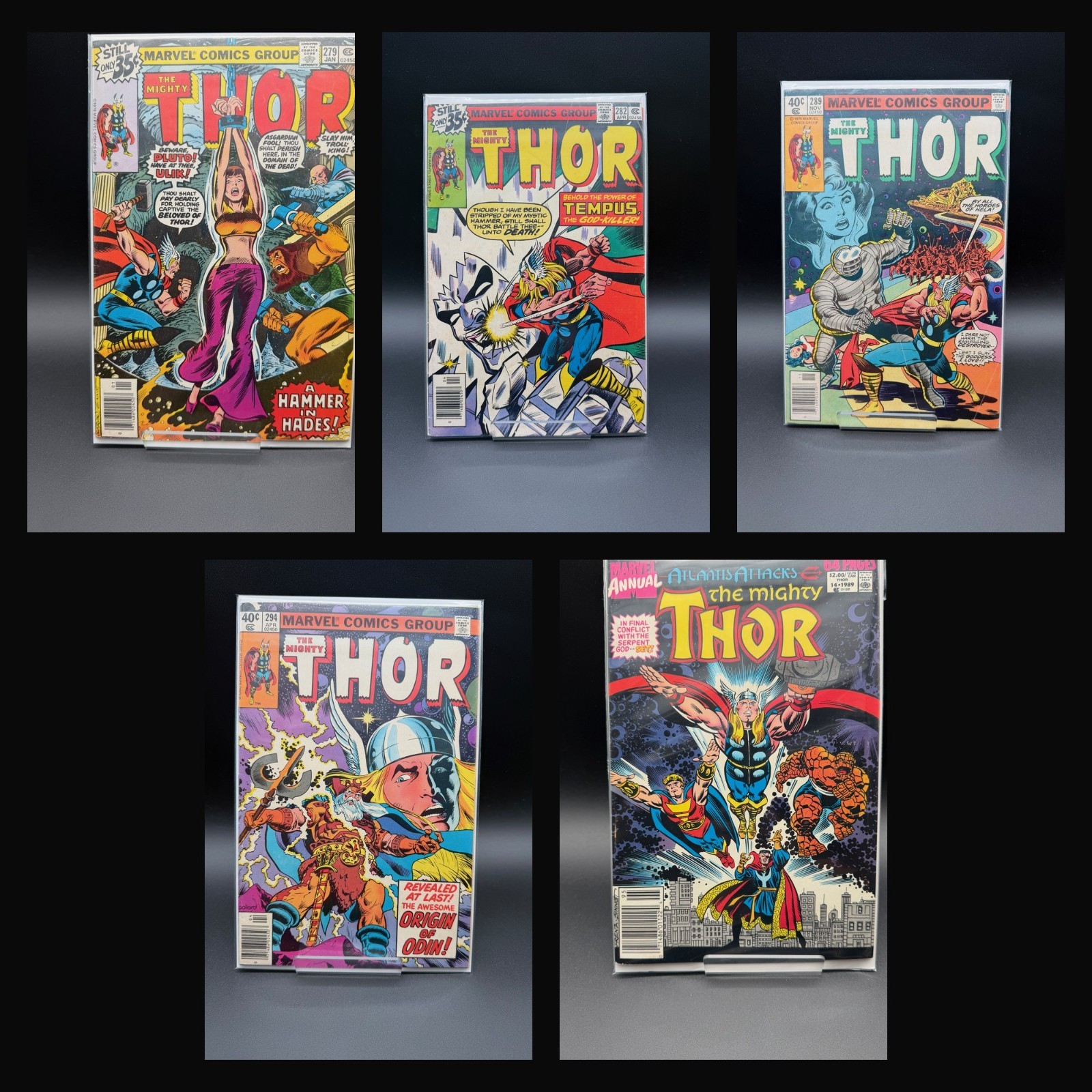 Mighty Thor Lot 5 Bronze Age Marvel 279 282 289 294 Origin of Odin Annual 14