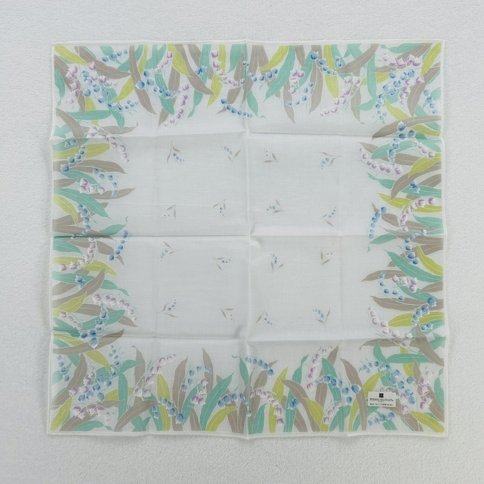 Pierre Balmain Scarf Womens Cotton Square Pastel Floral Chiffon Handkerchief
