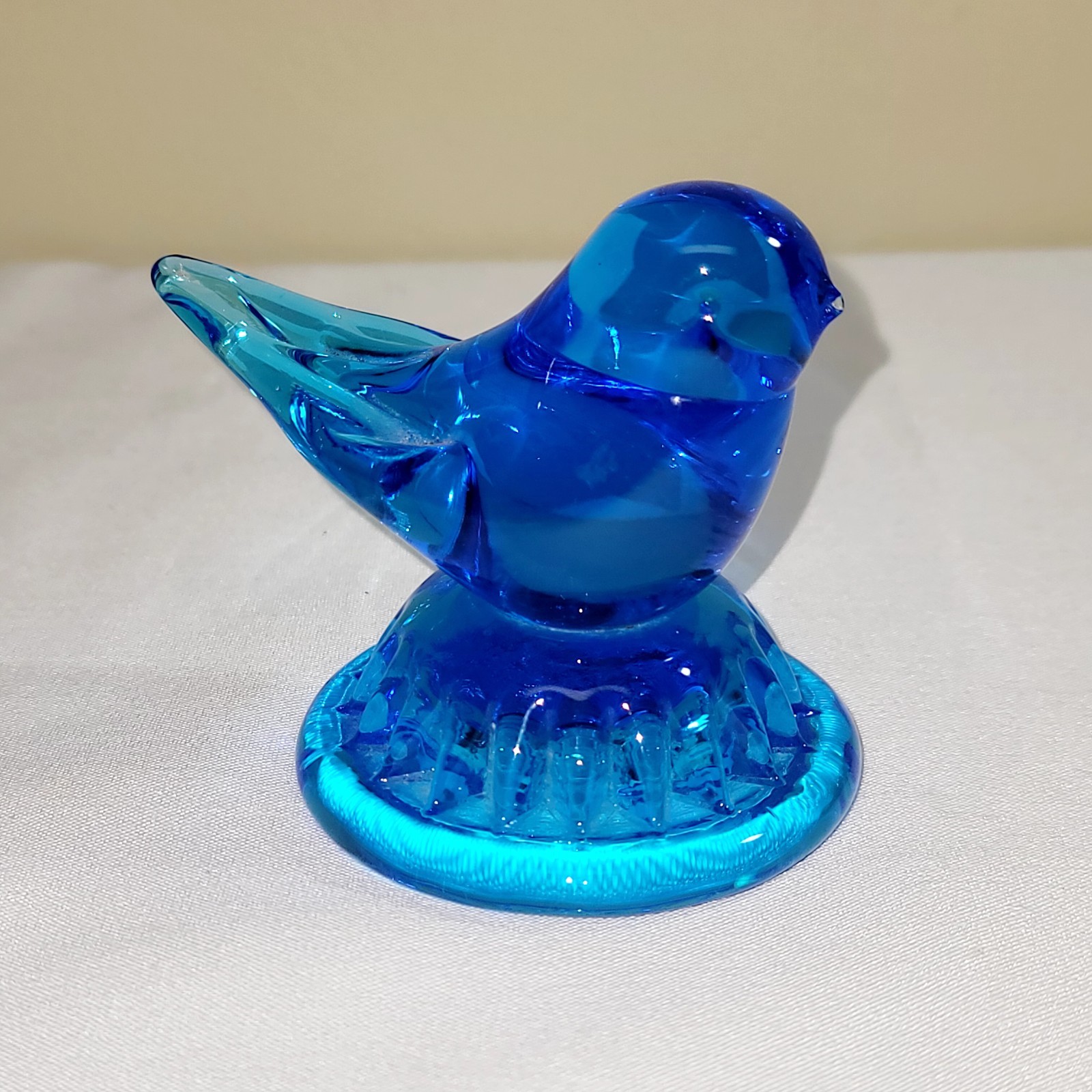 Vtg Bird Leo Ward Terra Studios Bluebird of Happiness Signed Art Glass 1996