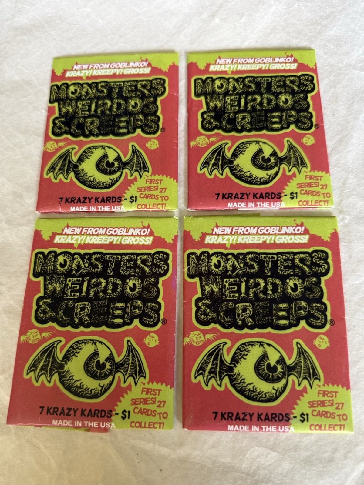 4 unopened MONSTERS WEIRDOS & CREEPS Goblinko-Sean P. Äaberg Collector Cards