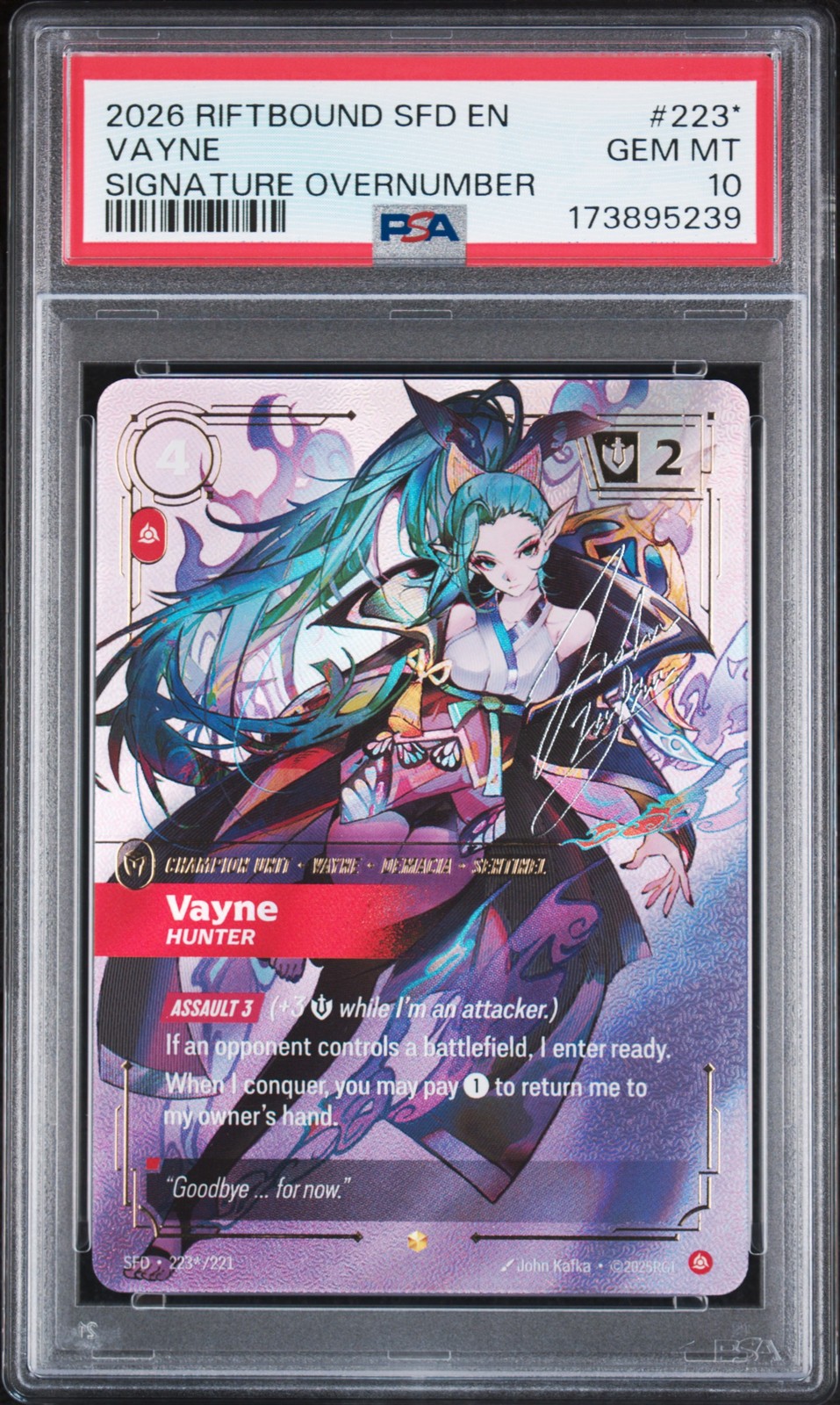 2026 RIFTBOUND: LEAGUE OF LEGENDS SFD-SPIRITFORGED #223* VAYNE - HUNTER PSA 10