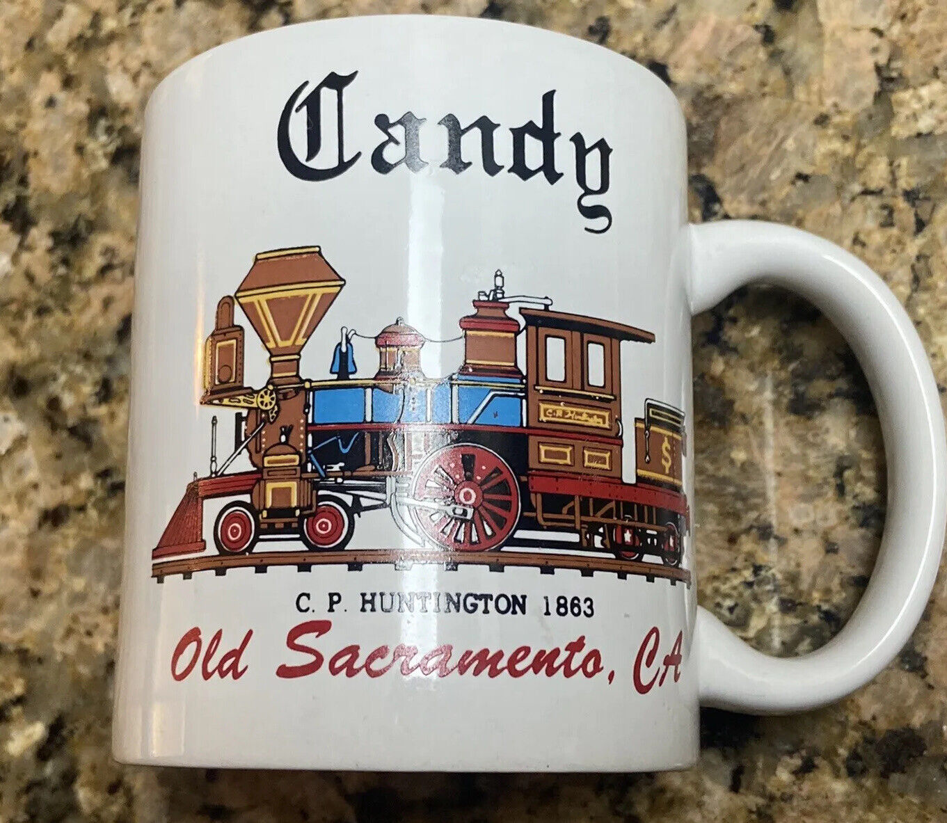 Vintage Old Sacramento CA Train Name “CANDY” Coffee Mug Rare Minty