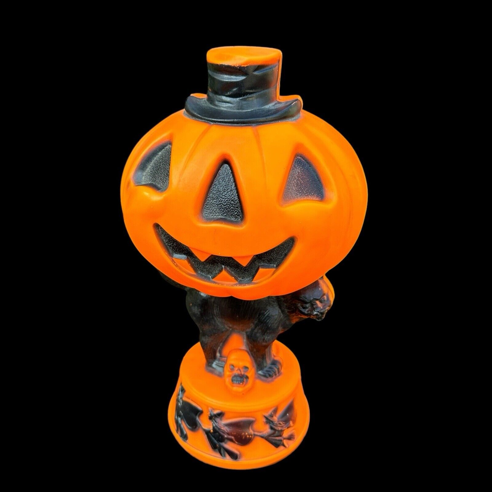 Vintage Empire Halloween Blow Mold Lighted Pumpkin Black Cat Witches Skull 14