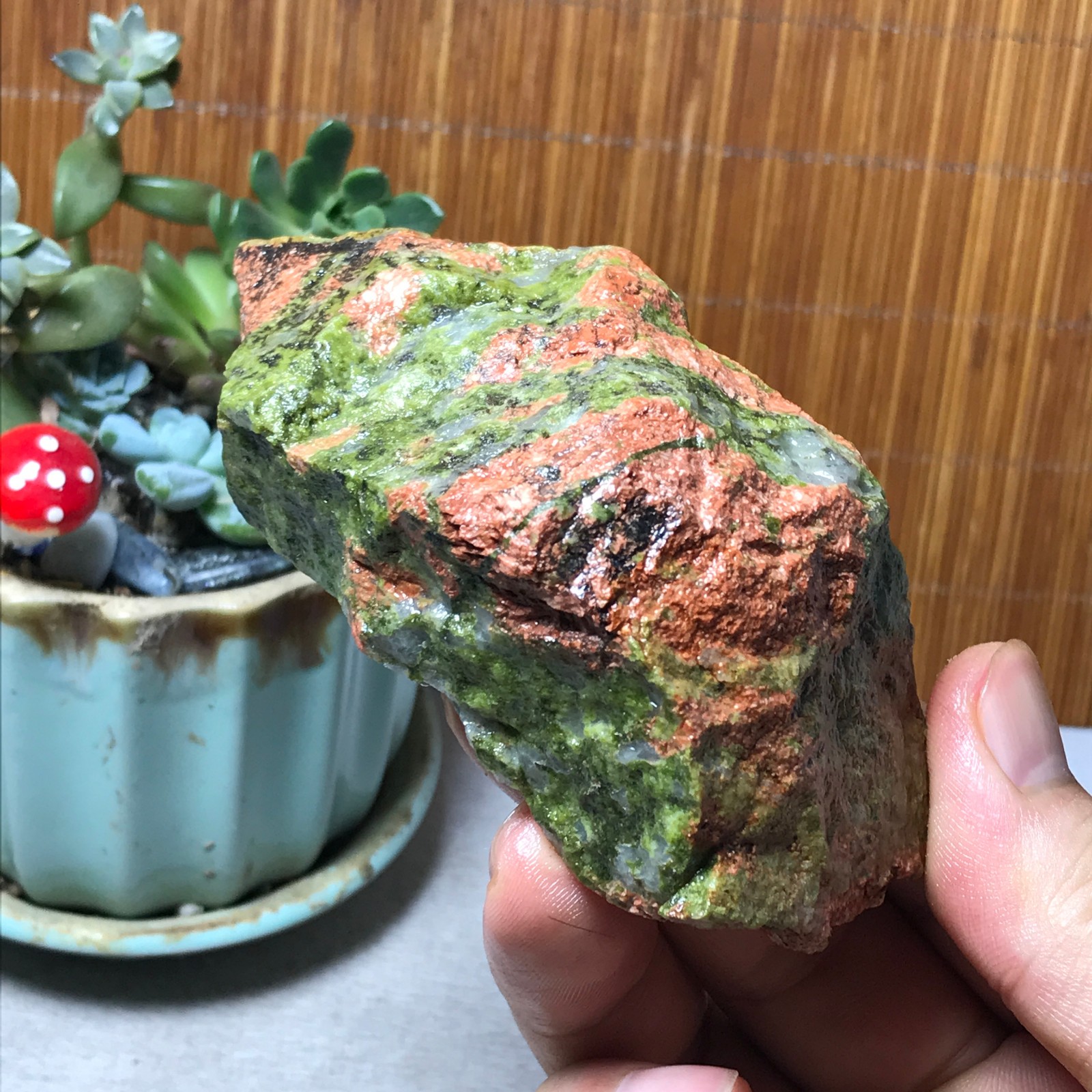 239g Natural Unakite Crystal gemstone Rough Mineral Specimen healing A6359