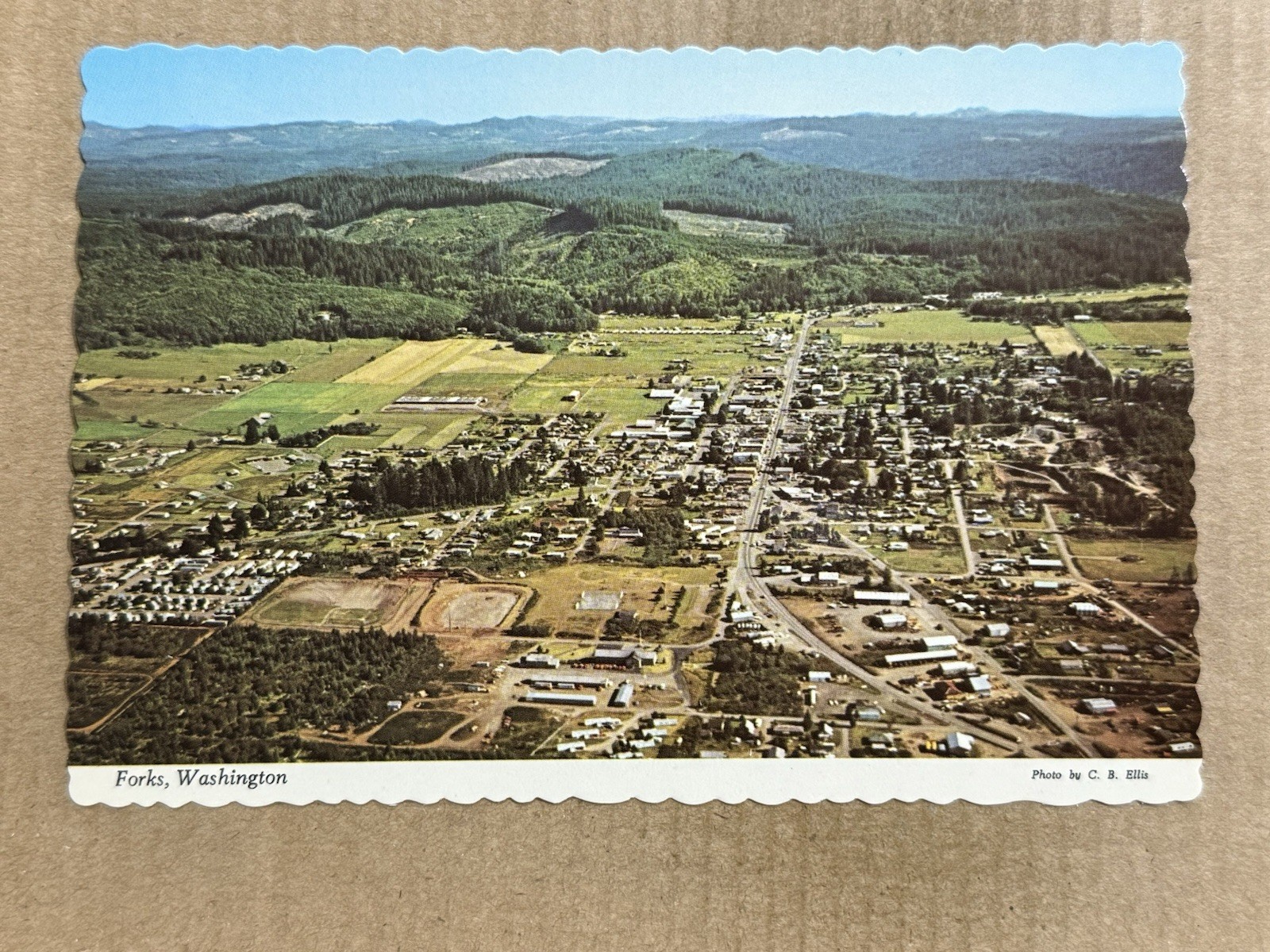 Postcard Forks WA Washington Aerial View Logging Town Olympic Peninsula Vintage