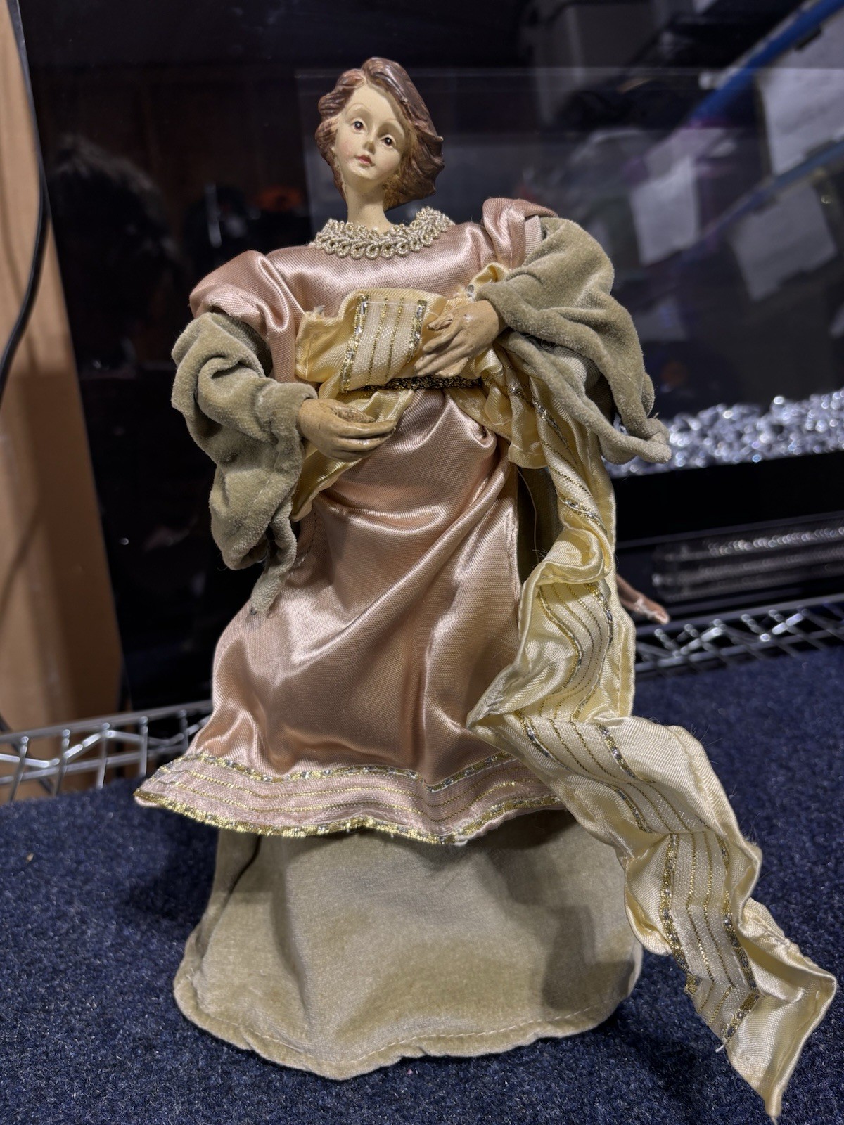 Vintage 1997 Enesco 11” Angel Figurine Victorian Style Pink Dress Missing Wings