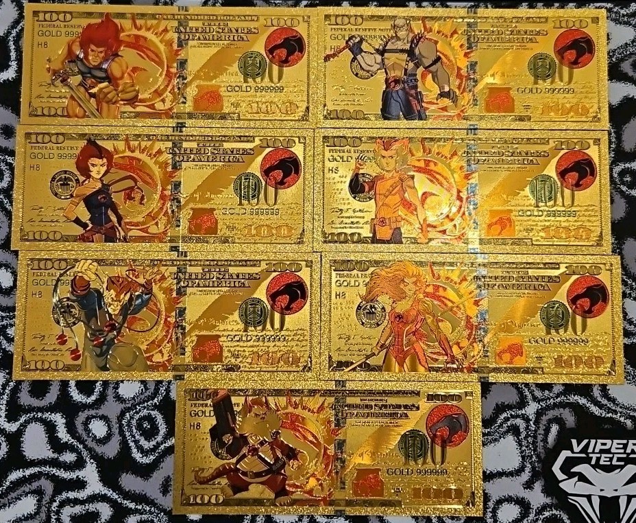 24k Gold Foil Plated ThunderCats Collectible Banknote Lot 7 RARE COA 24k Gold Foil Plated ThunderCats Collectible Banknote Lot 7 RARE COA