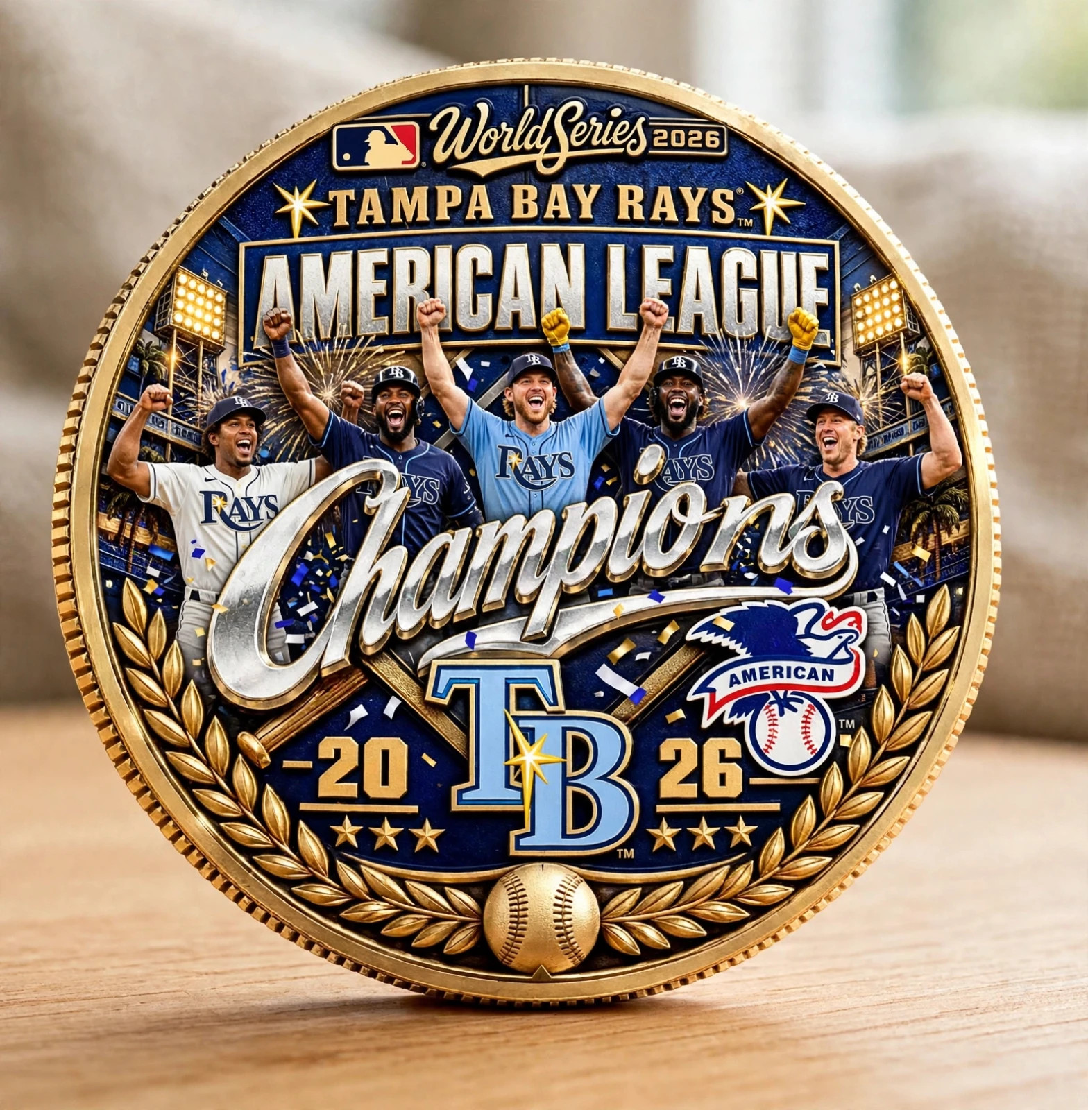 NEW Tampa Bay Rays 2026 ALCS Champions Challenge Coin Gold Commemorative Souveni
