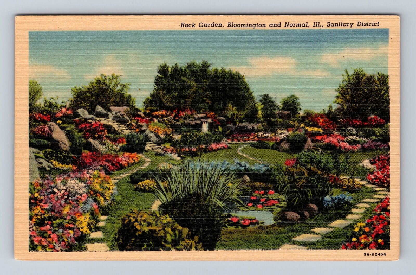 Normal IL-Illinois, Sanitary District, Rock Garden, Antique Vintage Postcard
