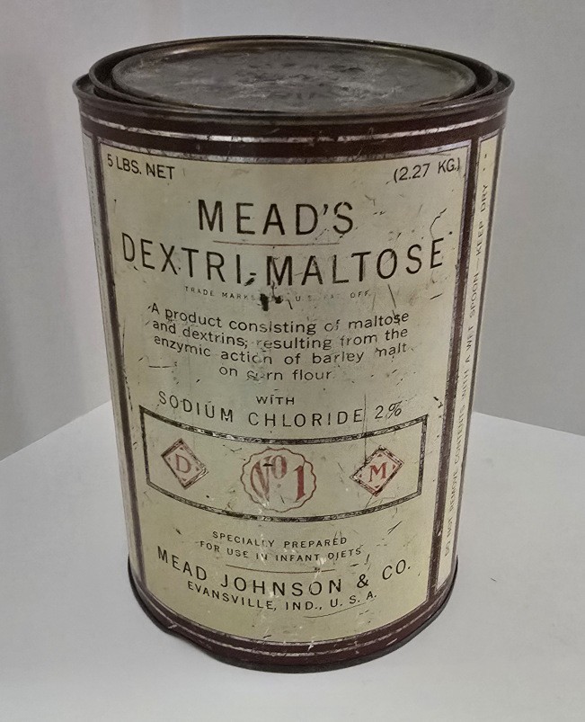 Vintage 1940s Mead's Dextri Maltose Infant Diet 5 lb Advertising Tin Can