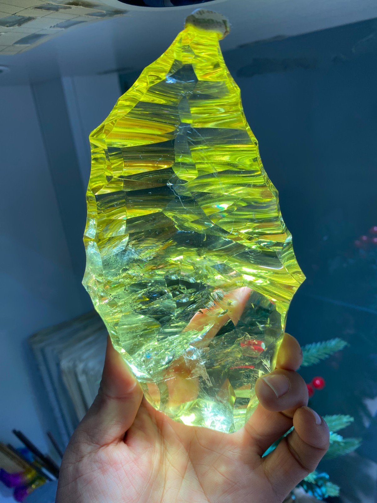 833g Top Rare Natural Clear Quartz Citrine Crystals Mineral Energy point Decor