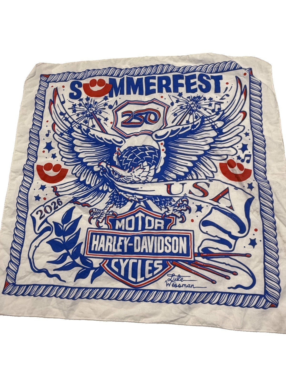 Milwaukee Harley Davidson Summerfest 2026 America 250th Luke Wessman Bandana