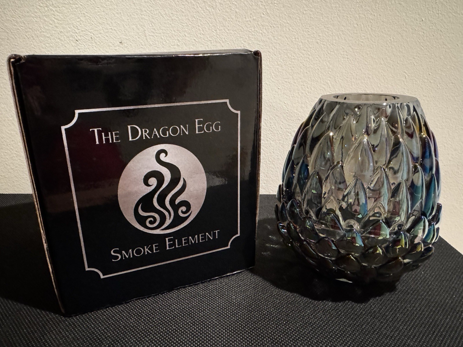 New With Box Olsen Glass Design Smoke Carnival Glass Fairy Lamp
