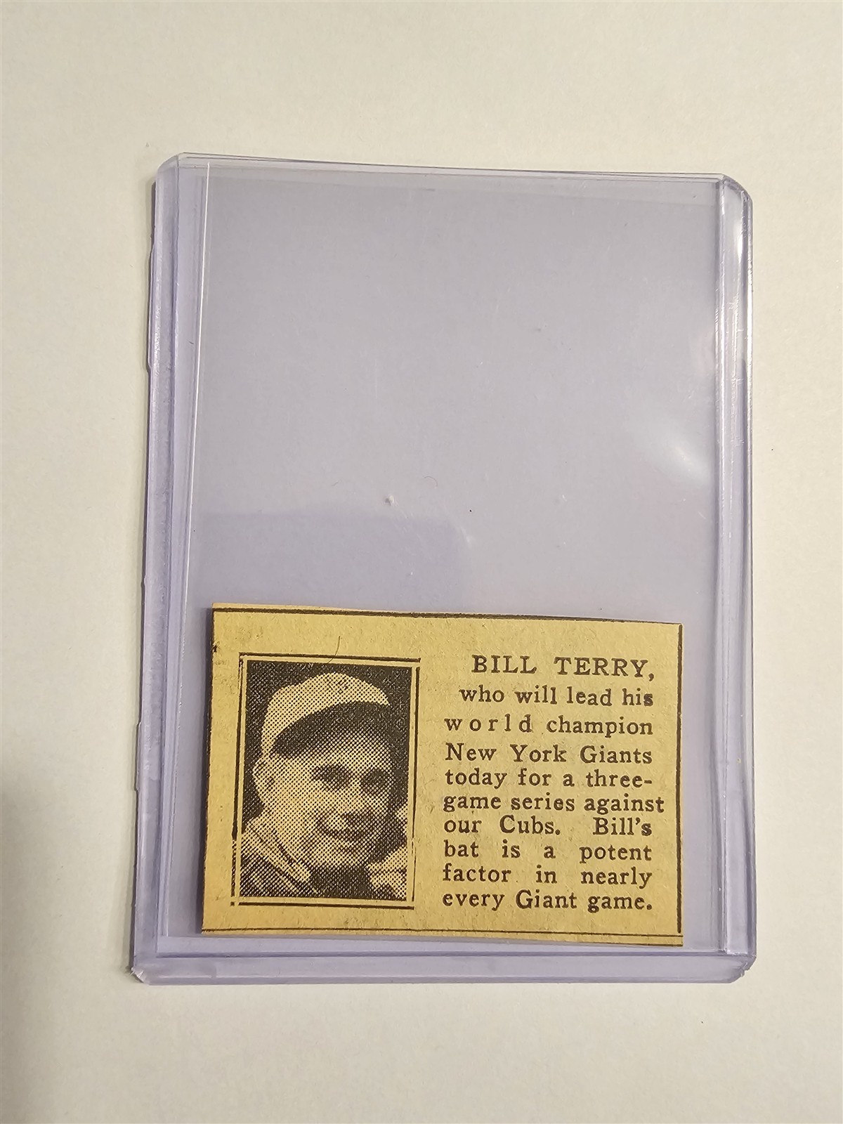 Bill Terry 1936 Los Angeles Examiner Cut-Out Scrapbook Card RARE Bill Terry 1936 Los Angeles Examiner Cut-Out Scrapbook Card RARE