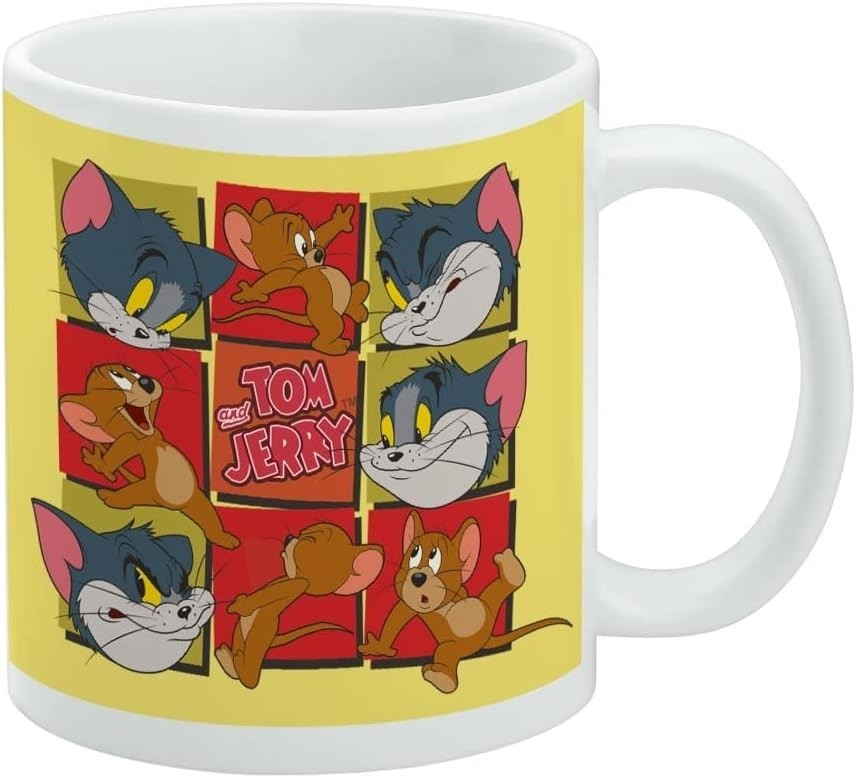 Tom and Jerry Character Squares Licensed Ceramic Coffee Mug Gift 11 OZ