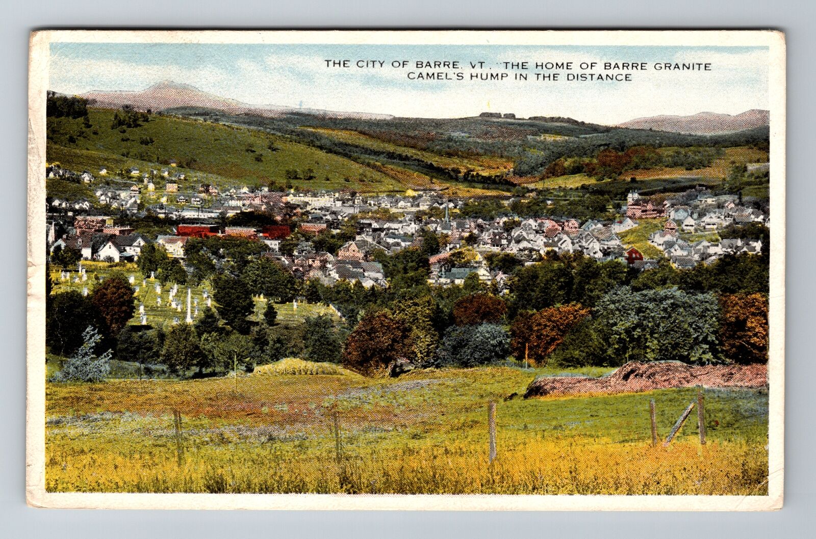 Barre VT-Vermont, City Of Barre, Antique, Vintage Souvenir Postcard