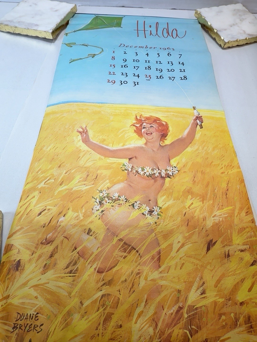 🔥🗓️1964 Hilda Calendar Duane Bryers COMPLETE 7-Sheet Vintage Pin-Up Calendar