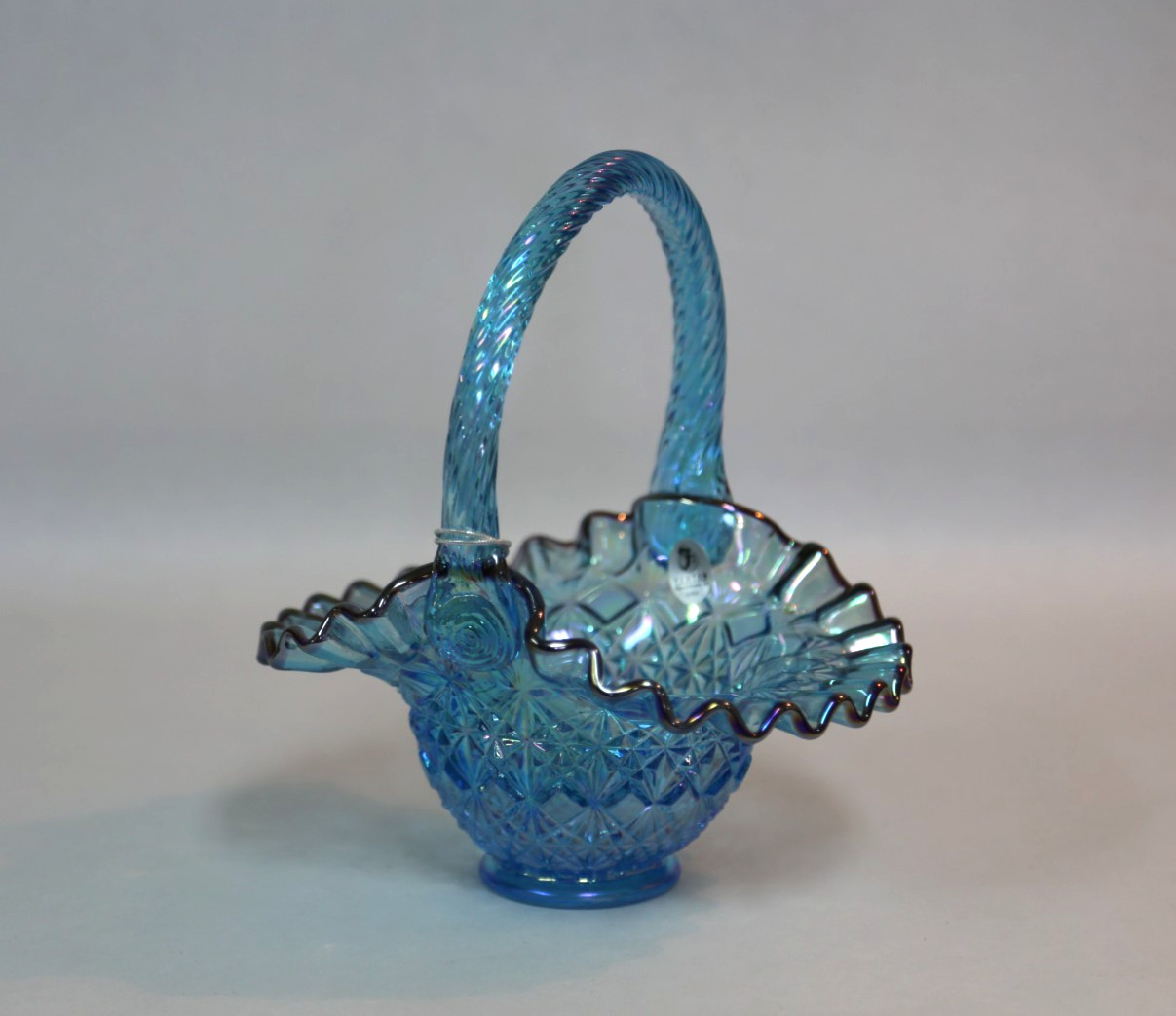 Fenton Art Glass ~ Blue Carnival Glass Basket ~ Fenton Basket Fenton Art Glass ~ Blue Carnival Glass Basket ~ Fenton Basket