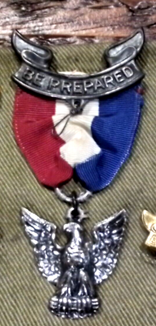 Vtg 1949 Boy Scout Merit Badge Sash / Eagle Scout Medal +Star - 25 Patches BSA