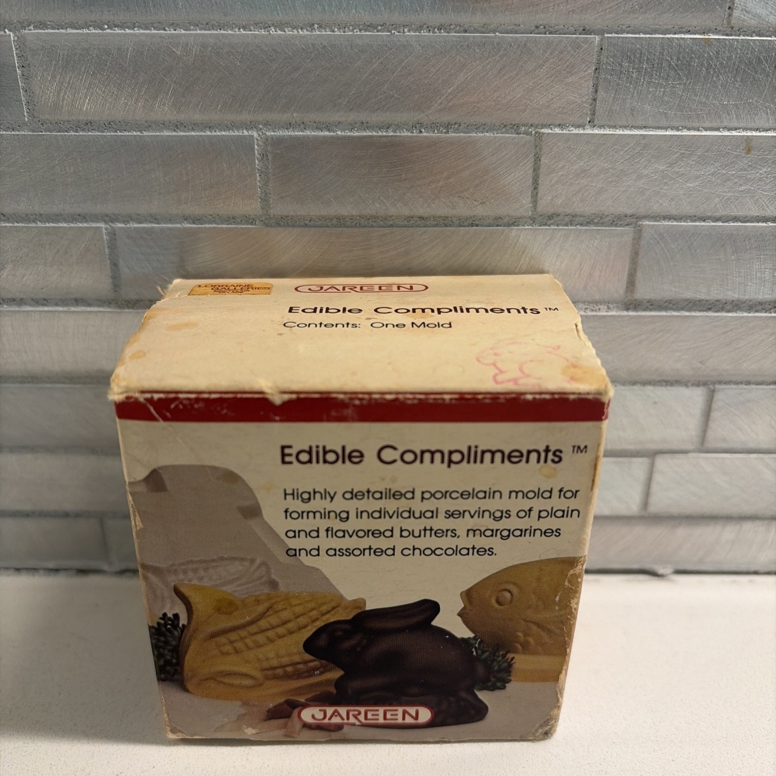 Jareen Edible Compliments Porcelain RABBIT Mold For Butter & Chocolate w/BOX