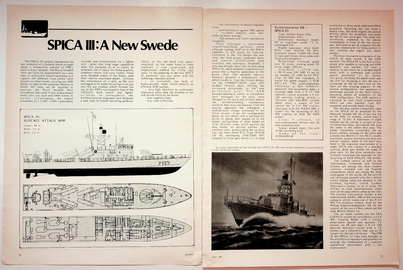 1984 SPICA III Surface Attack Ship Print Article 8x11 Vintage Naval 1984 SPICA III Surface Attack Ship Print Article 8x11 Vintage Naval