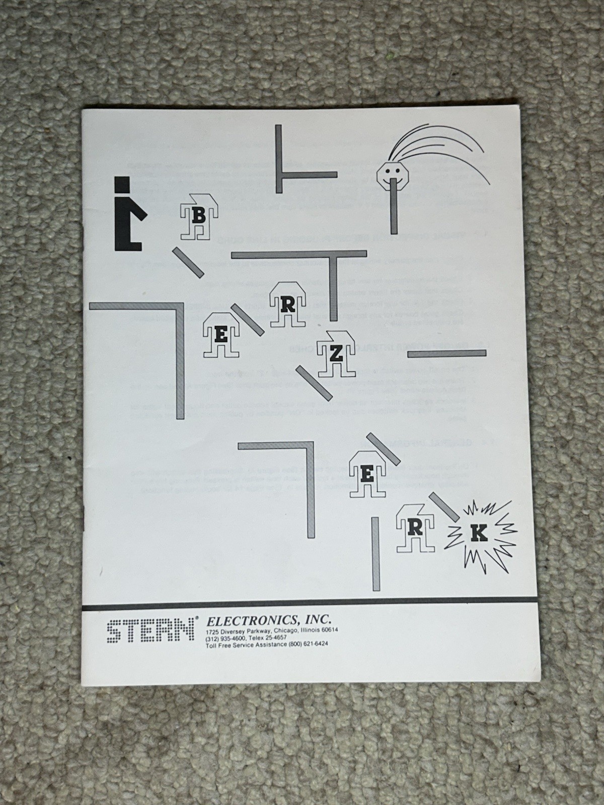 Stern BERZERK Original 1980 Video Arcade Game Instruction Repair Manual