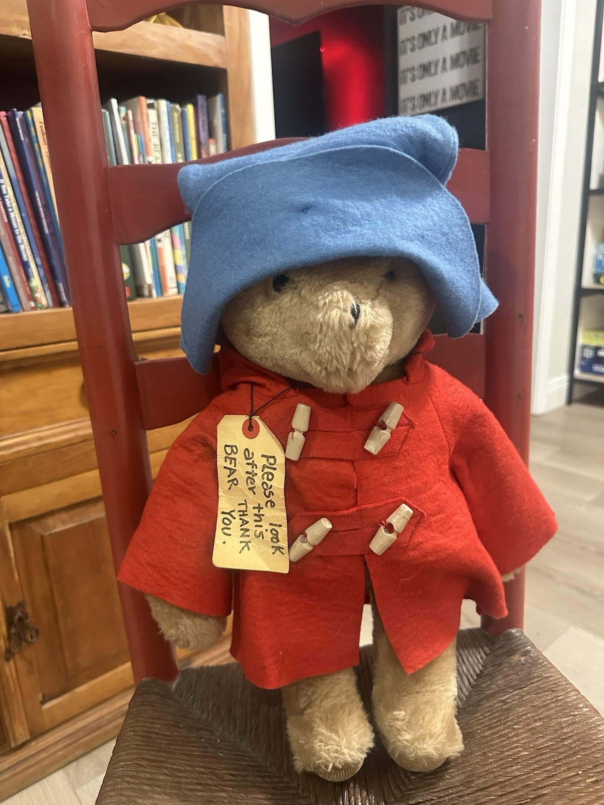 Vintage 1975 Eden Toys Paddington Bear Darkest Peru Tag Red Coat Blue Hat