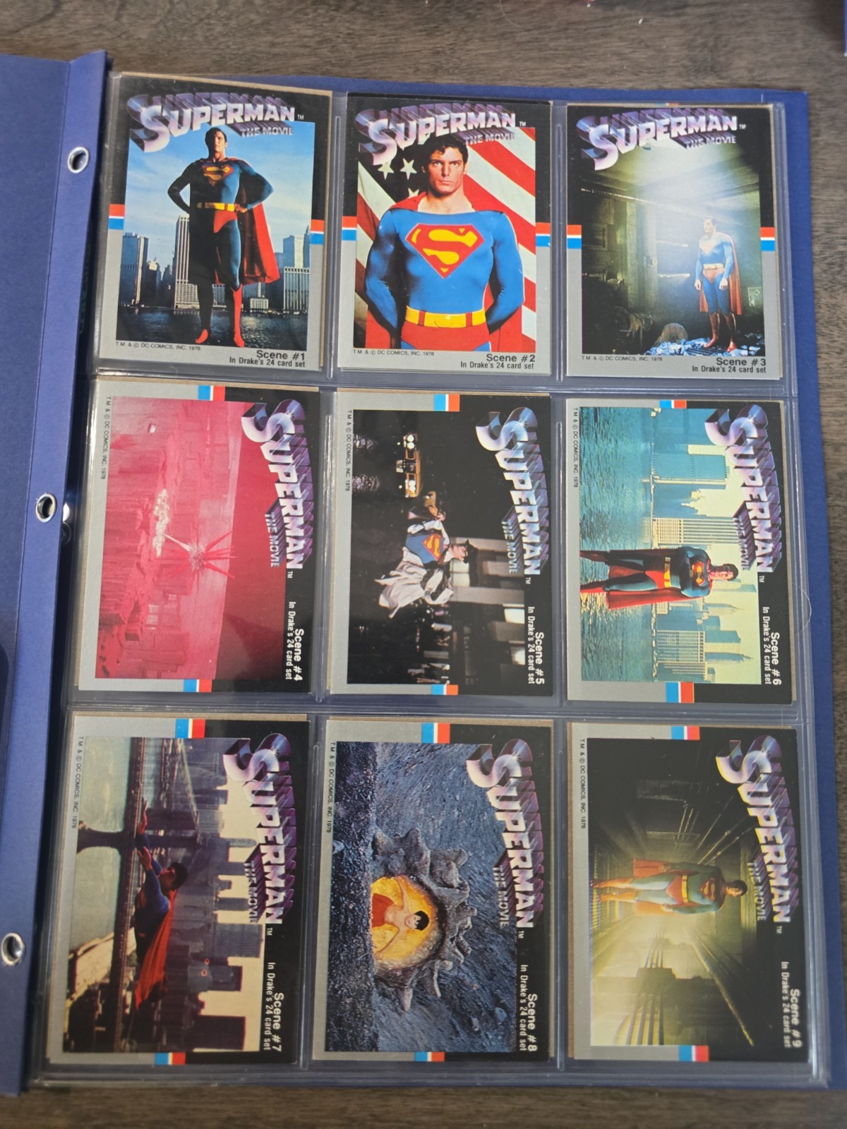 1978 SUPERMAN MOVIE Drakes Cakes COMPLETE CARD SET OF 24 RARE CONDITION