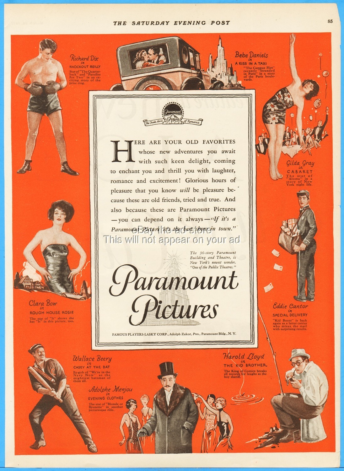 1927 Paramount Picture Clara Bow Richard Dix Bebe Daniels Gilda Gray Movie Ad