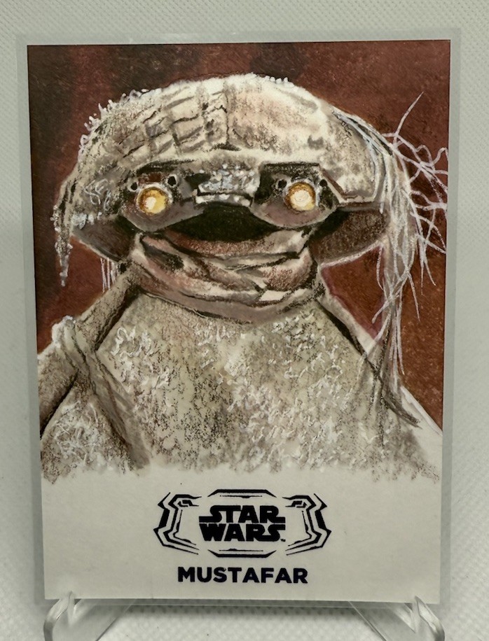 2024 Topps Star Wars Hyperspace Alazmec Purple Foil Sketch by Gabe Farber