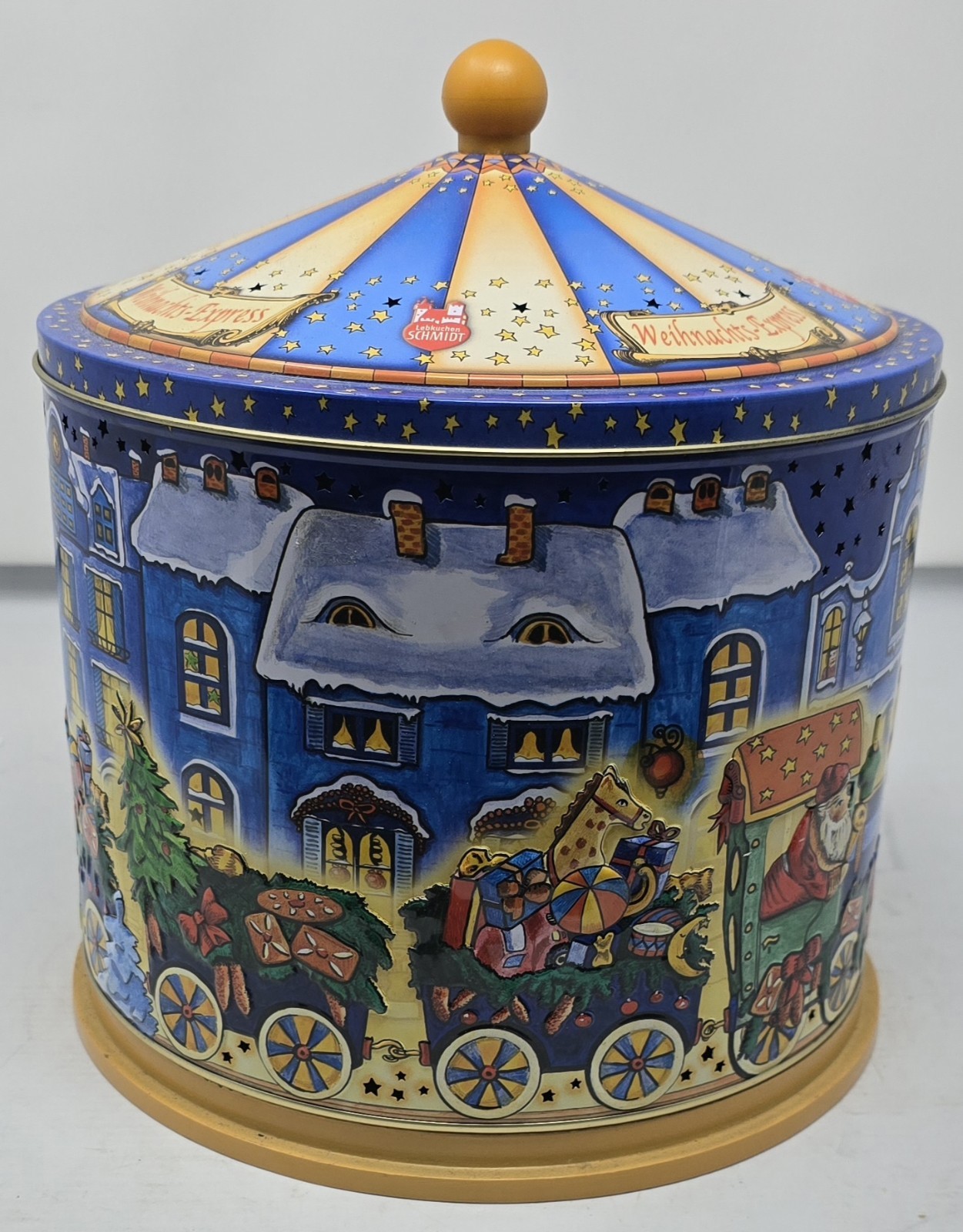 Vintage Lebkuchen Schmidt Christmas Express Revolving Musical Cookie Tin Video