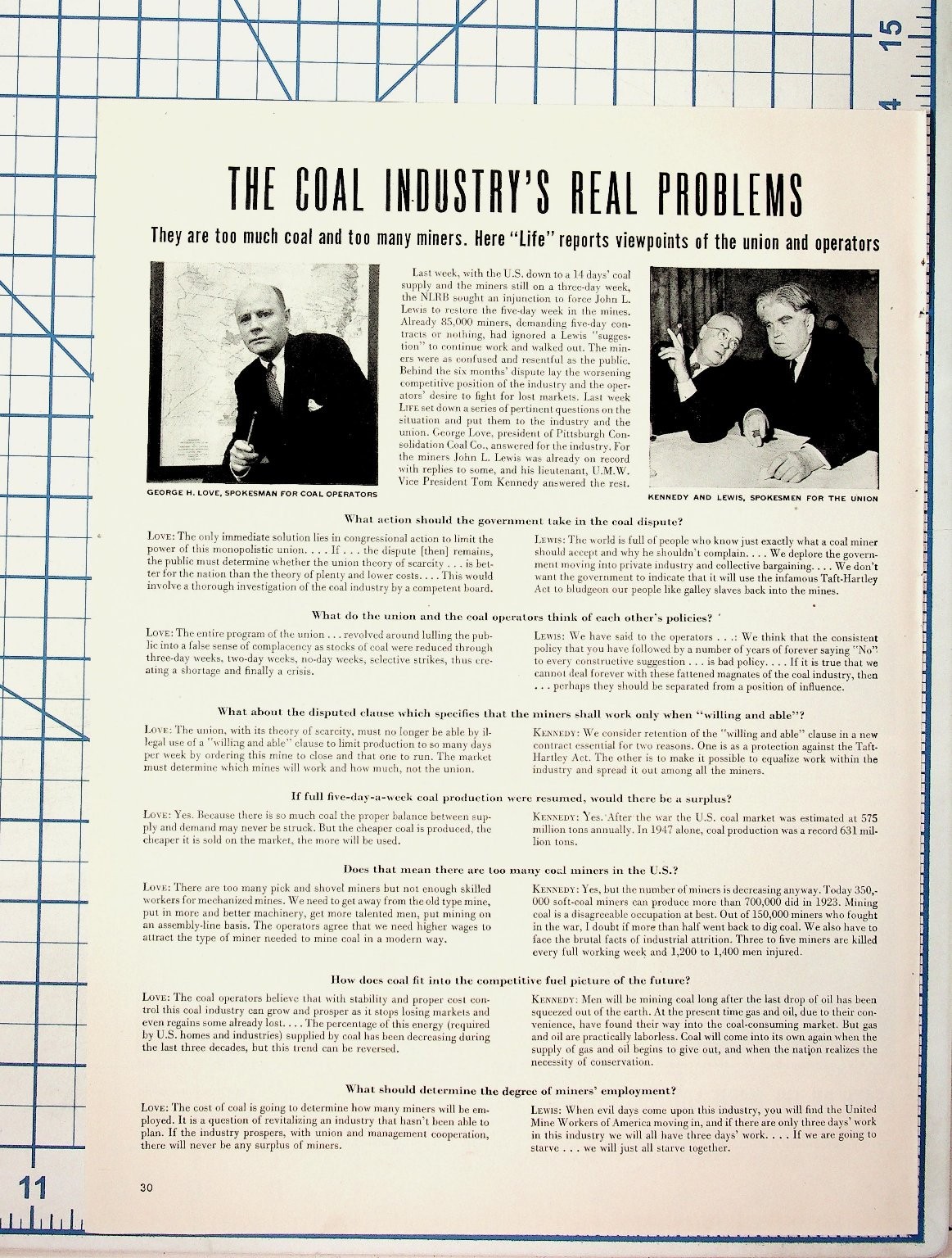 1940s Life Magazine Article Coal Industry Problems Union Operators Lewis