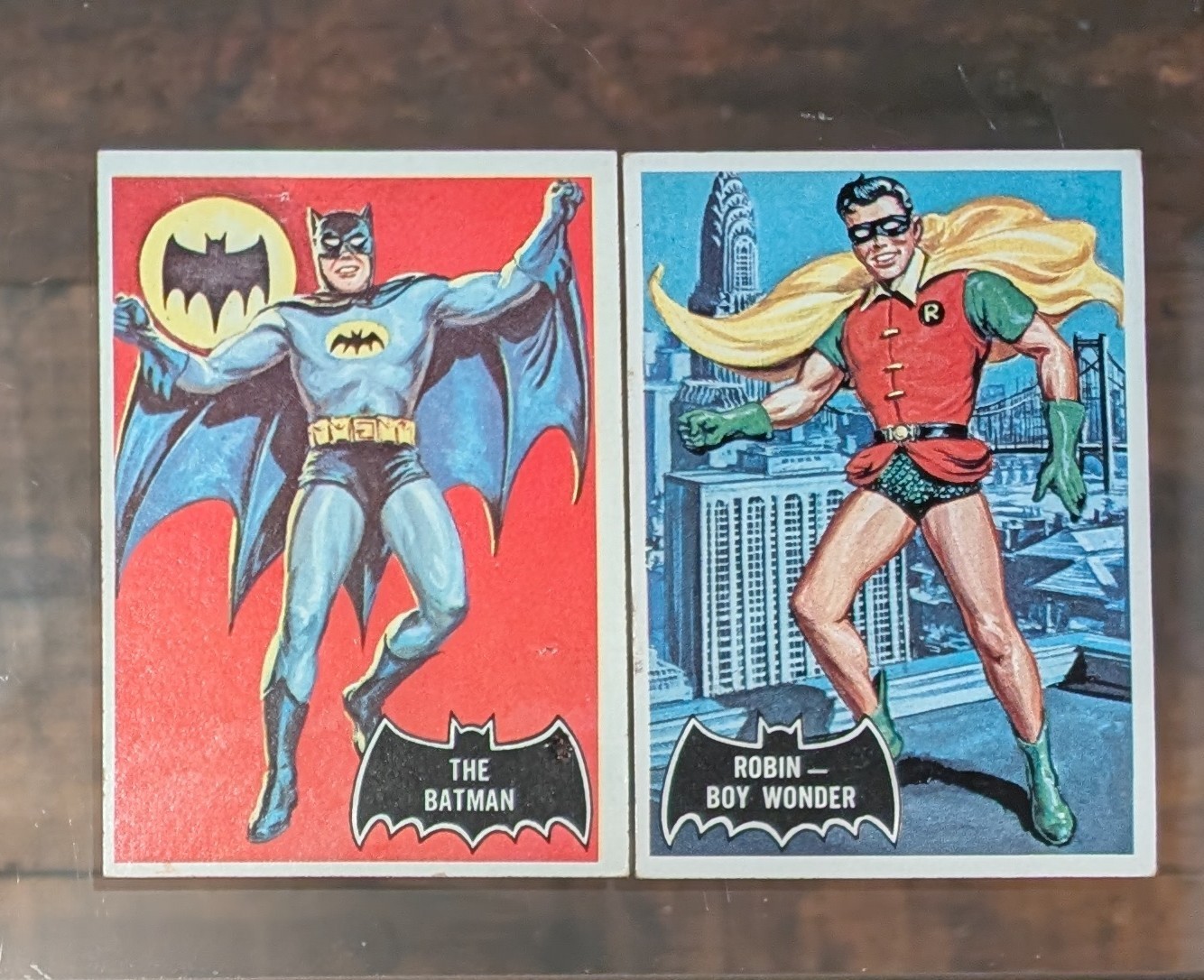  ⭐ BATMAN ROBIN ROOKIE Cards Lot EX/M 1966 TOPPS BLACK BAT #1 #2 Centered Sharp 