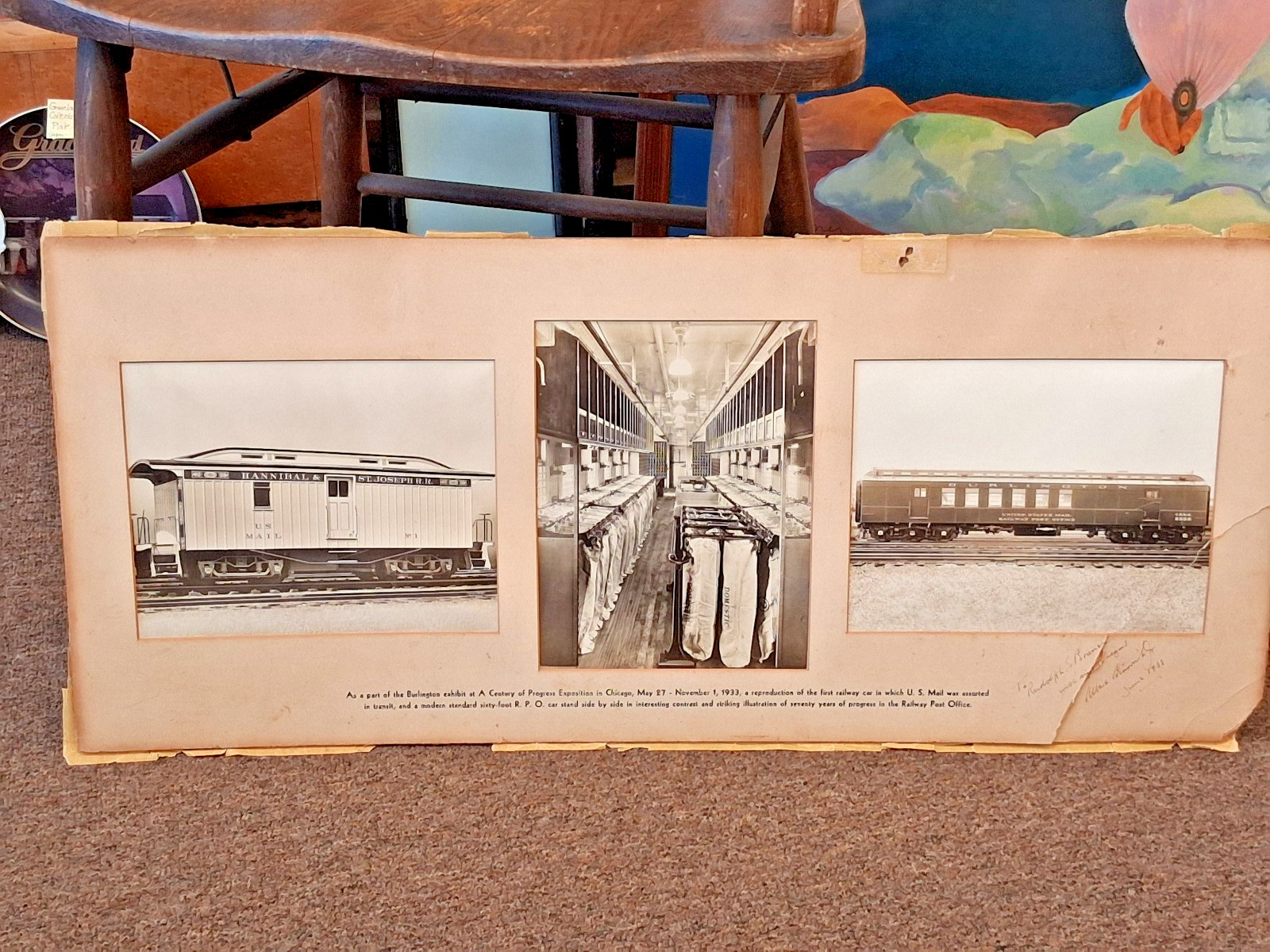 Chicago World's Fair June 1933 Railroad Autographed Mail via Train Photo Display