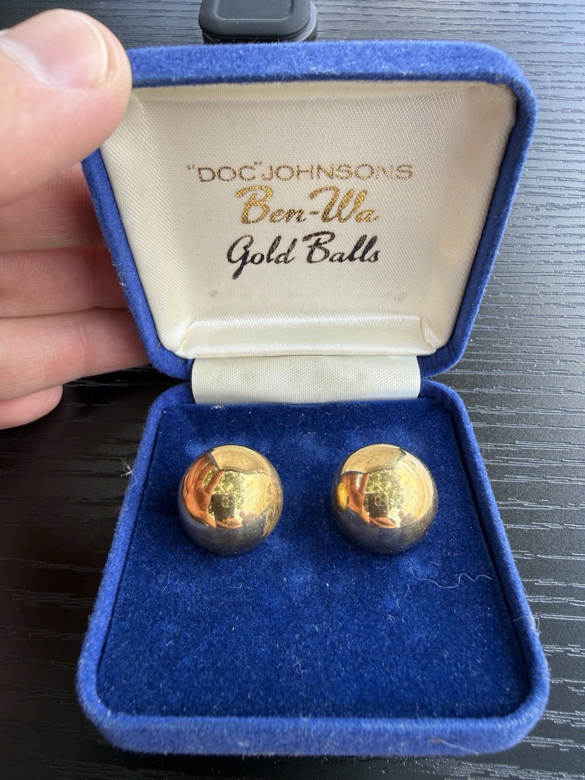 Vintage Doc Johnson Ben-Wa Gold Balls With Original Case 3pc