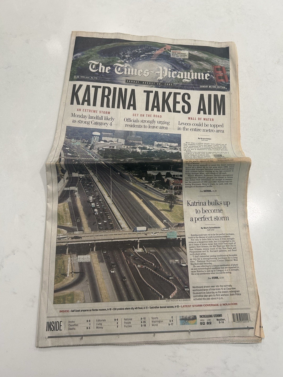 ￼￼New Orleans Times Picayune Newspaper,Aug28, ‘05 Before Hurricane Katrina Hit ￼