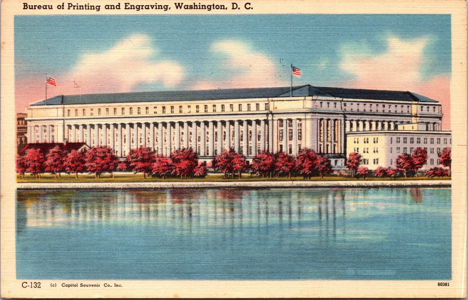 Vintage Washington D.C. Bureau of Printing and Engraving Linen Postcard Vintage Washington D.C. Bureau of Printing and Engraving Linen Postcard