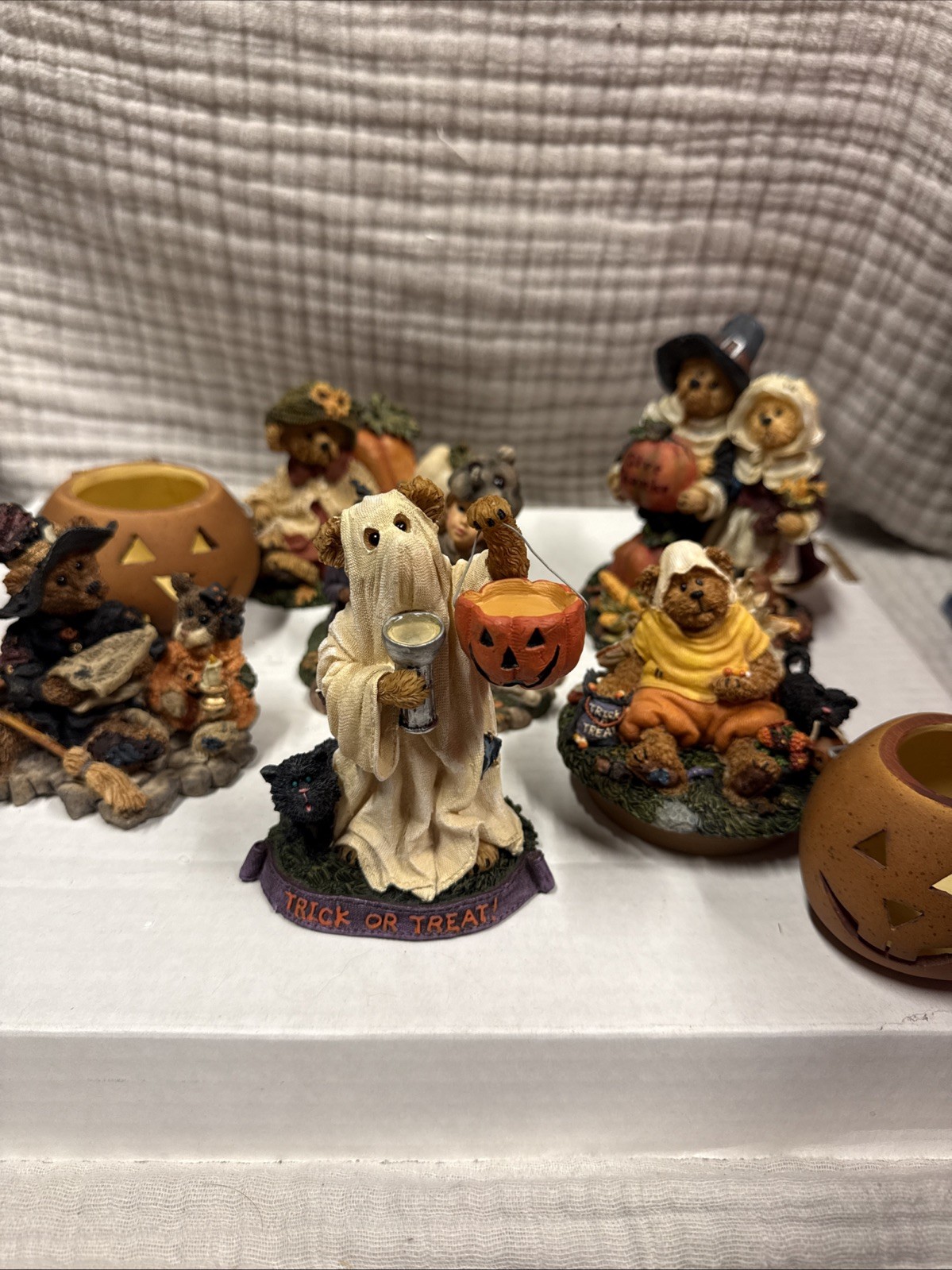Boyds Bears Halloween Thanksgiving Resin Figurines Lot of 8 Pumpkin Ghost Witch