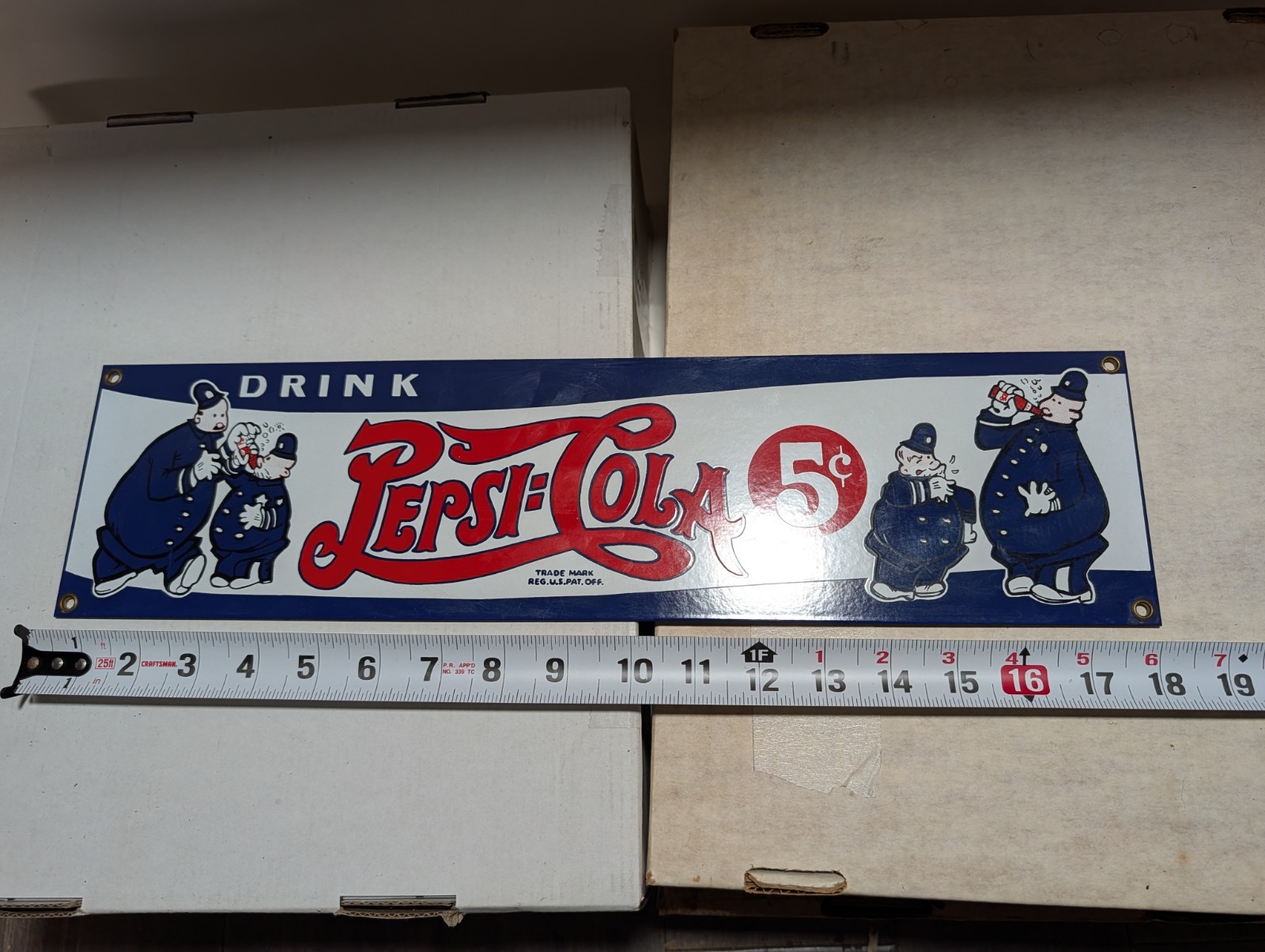 VINTAGE PEPSI COLA SIGN SAILORS DRINK PEPSI 5 CENT 18\