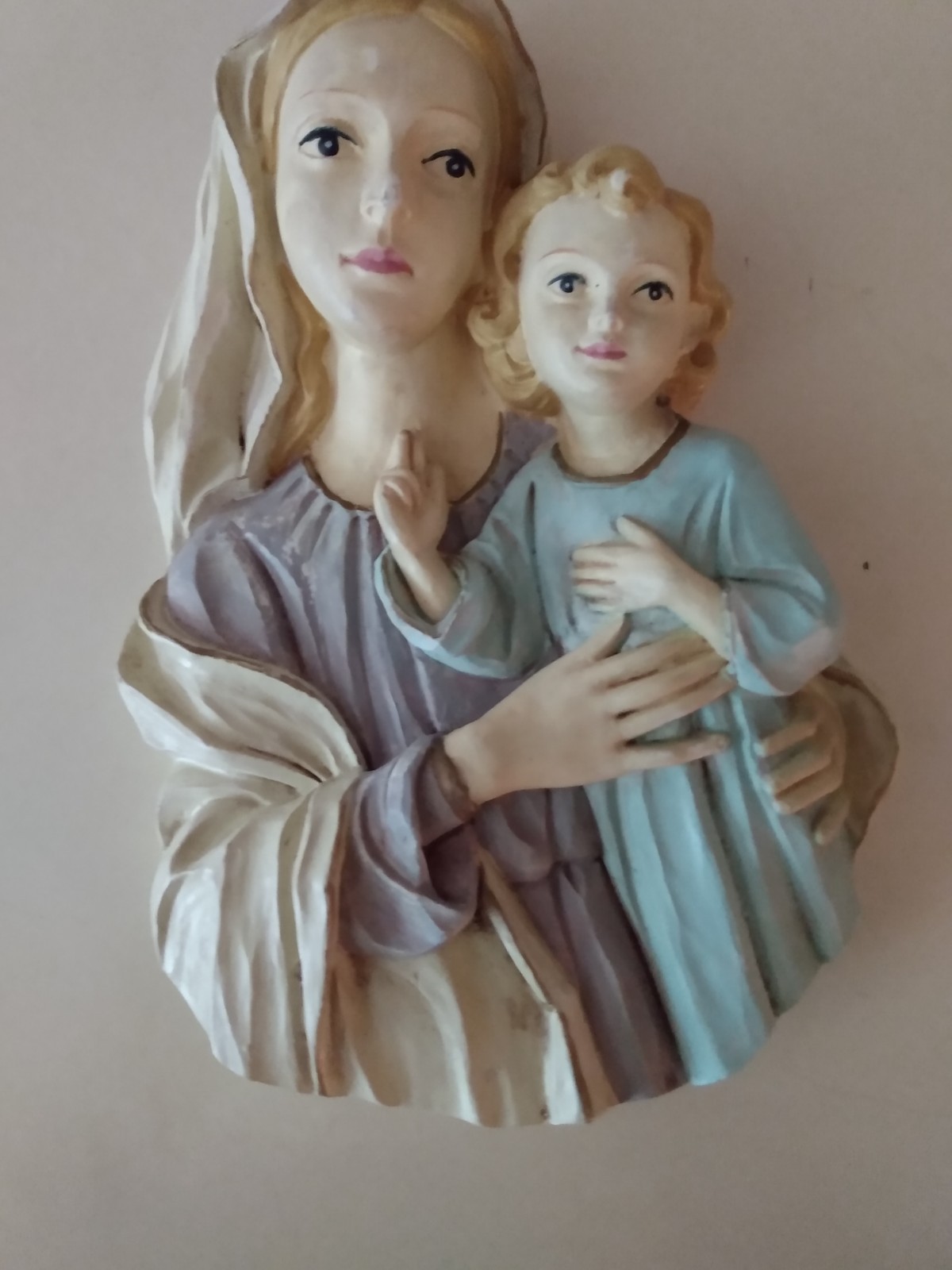 3D Vintage Mother Mary & Jesus Chalkware Wall Hanging Christianity Religious 3D Vintage Mother Mary & Jesus Chalkware Wall Hanging Christianity Religious