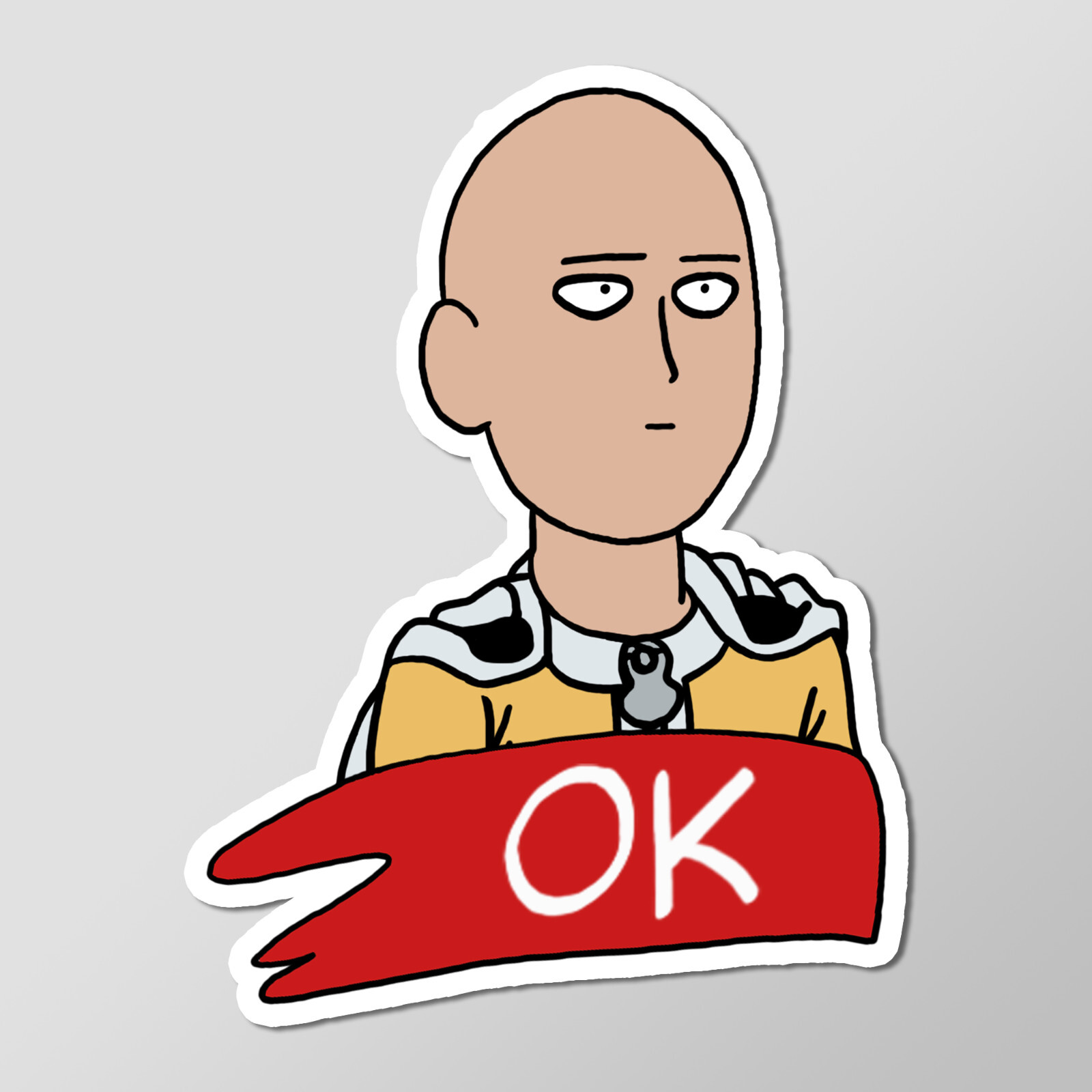 One Punch Man Saitama OK Anime Vinyl Sticker 2.5