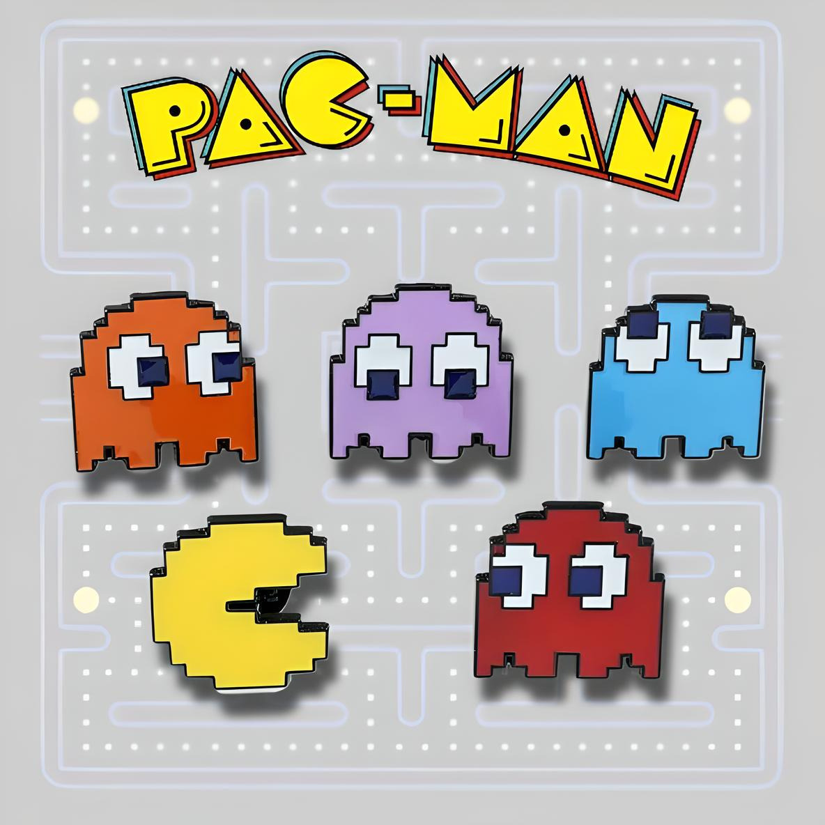 PAC-MAN PIN SET (5pcs) Fun Classic Retro Video Game Enamel Lapel Brooch Lot