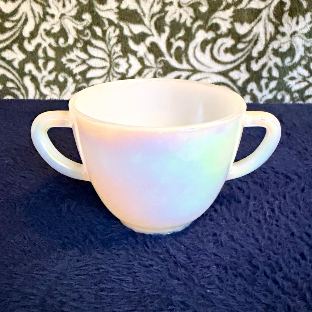 Vintage Federal Glass Moonglow Iridescent Creamer&Sugar Bowl Set MCM 2 Piece SET