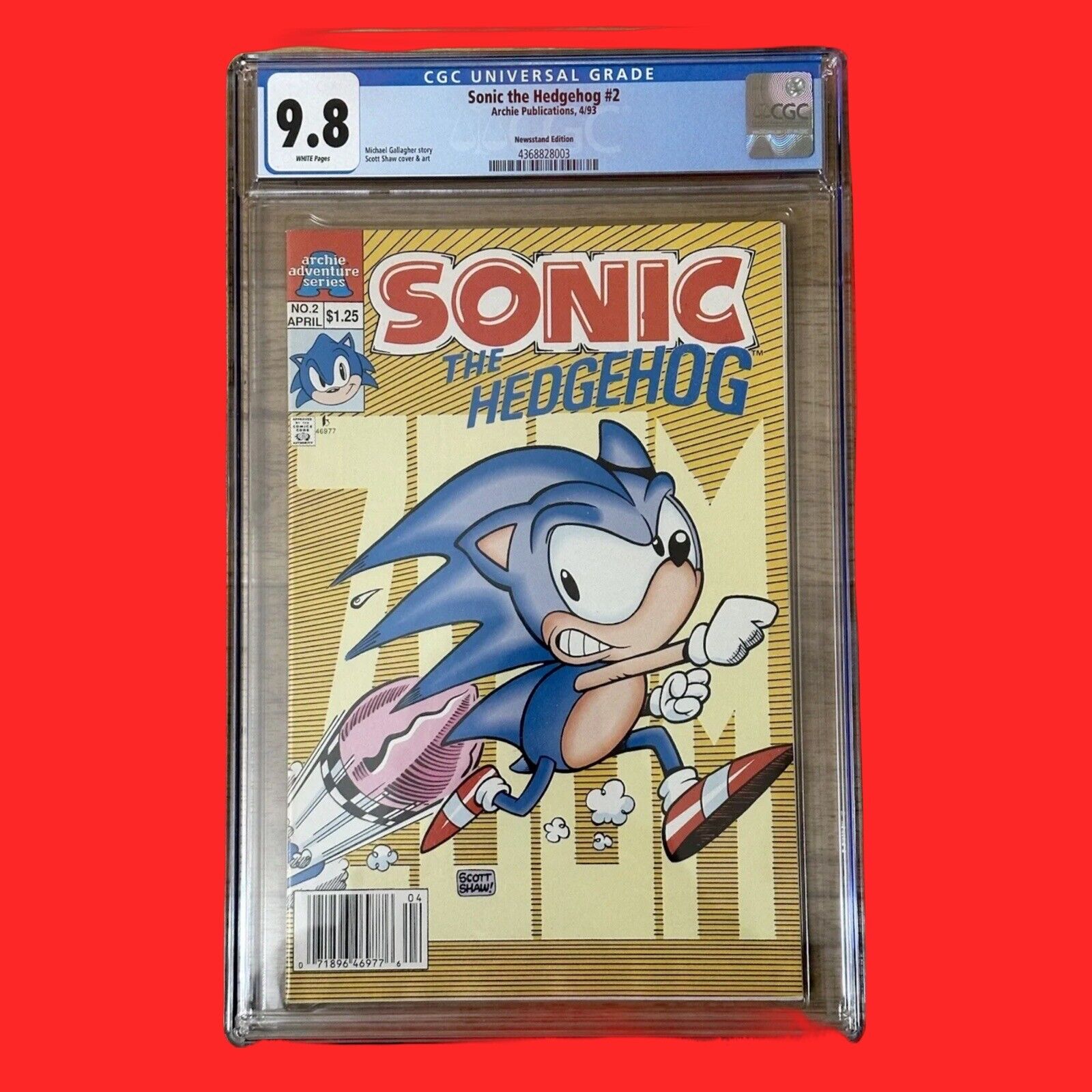 Sonic The Hedgehog #2 CGC 9.8 NEWSSTAND White Pages 1993 Archie Comics ⚡️💥